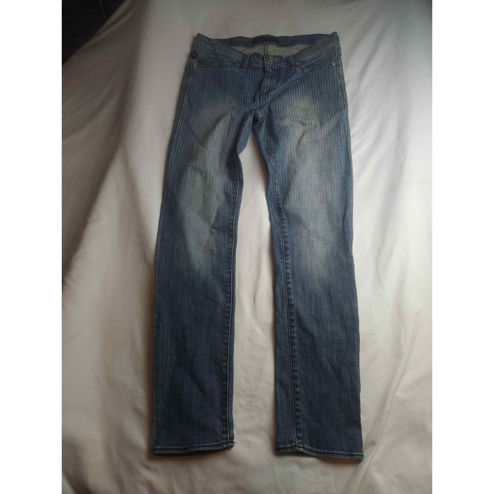 Rock & Republic Womens Pinstripe Straight Leg Jeans Blue Medium Wash Size‎ 8
